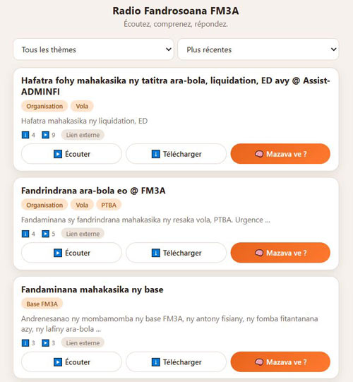 Web radio et émissions audio de conseils agricoles